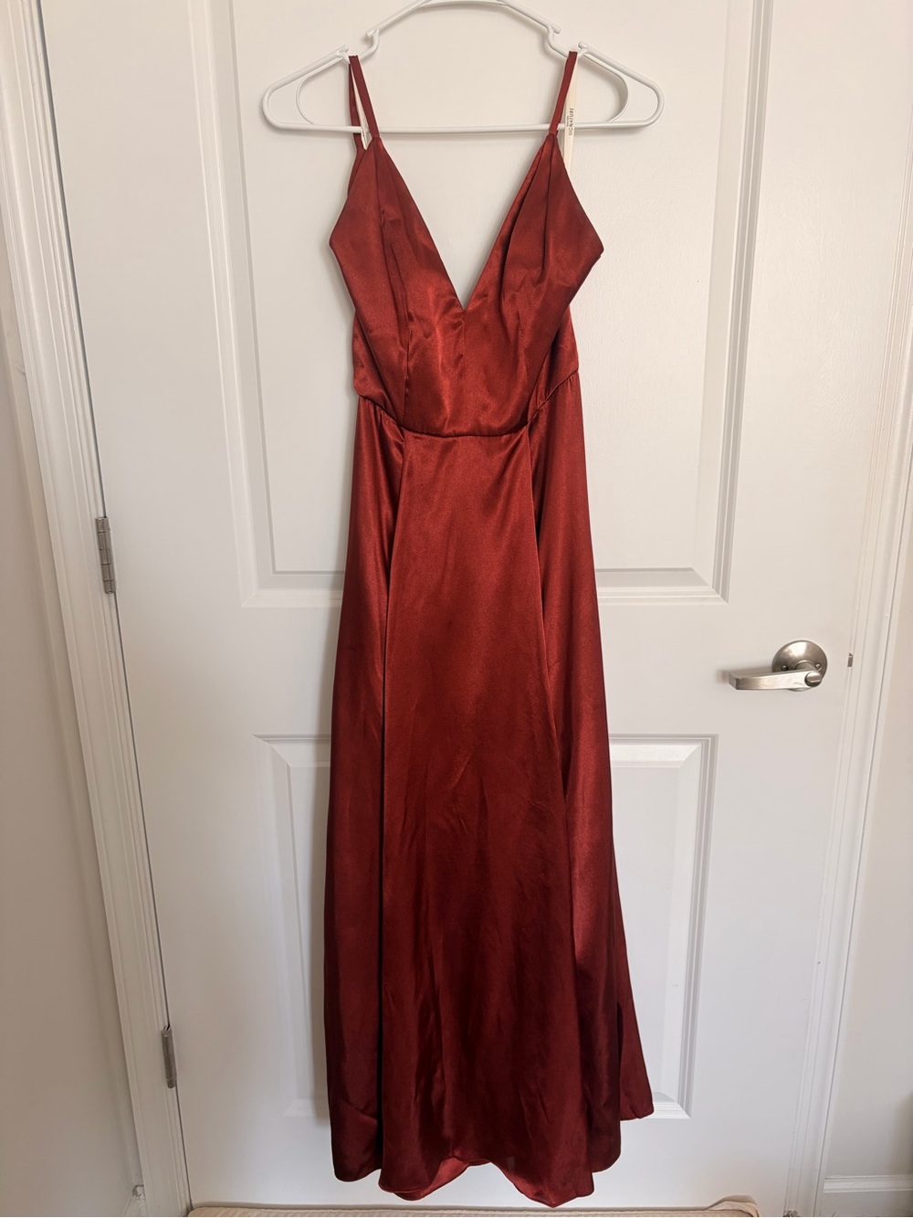 Galina Signature David’s Bridal Rust Satin Bridesmaid Gown Size 2 Maxi Dress
